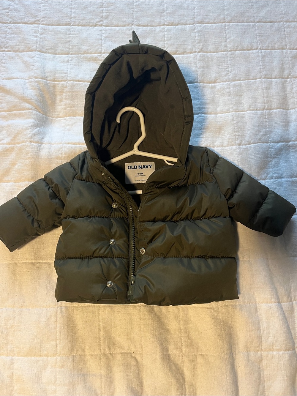 Old Navy Dark Olive Hooded Toddler Puffer Jacket